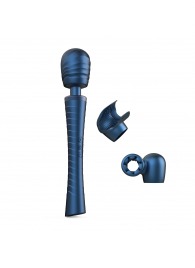 Синий вибромассажёр с насадками Man.wand Edgy - Manwan - в Электростали купить с доставкой