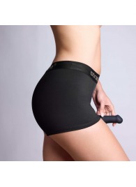 Черные трусики-боксеры для фиксации насадок Strap-on-me Harness Lingerie Allure - size M - Strap-on-me - купить с доставкой в Электростали