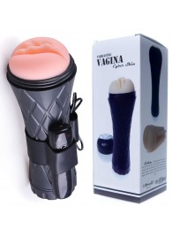 Телесный мастурбатор-вагина в черной колбе с вибрацией - Boys of Toys - в Электростали купить с доставкой