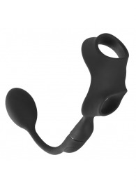 Черное виброкольцо с анальной пробкой Cock Ring with RC Butt Plug - Orion - в Электростали купить с доставкой