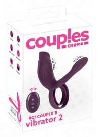 Фиолетовая насадка на член с клиторальным отростком и пультом ДУ RC Couple’s Vibrator 2 - Orion - в Электростали купить с доставкой