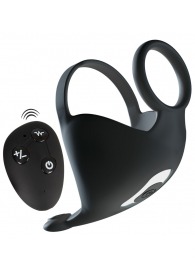 Черная вибронасадка для эрекции и стимуляции мошонки Cock ring with RC ball massager - Orion - в Электростали купить с доставкой