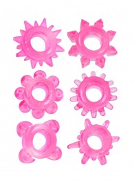 Набор из 6 розовых эрекционных колец с различным рельефом - Erowoman-Eroman - в Электростали купить с доставкой