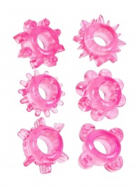 Набор из 6 розовых эрекционных колец с различным рельефом - Erowoman-Eroman - в Электростали купить с доставкой