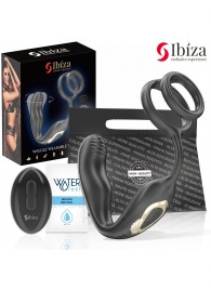 Черная анальная пробка с вращением и эрекционными кольцами - Ibiza - в Электростали купить с доставкой