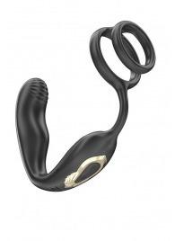 Черная анальная пробка с вращением и эрекционными кольцами - Ibiza - в Электростали купить с доставкой