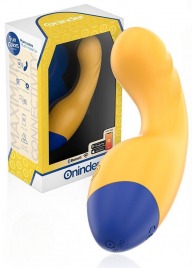 Желтый изогнутый мини-вибратор с управлением через приложение - 14 см. - Oninder