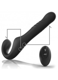 Черный безремневой страпон с вибрацией и возвратно-поступательными движениями - 24 см. - Ibiza - купить с доставкой в Электростали