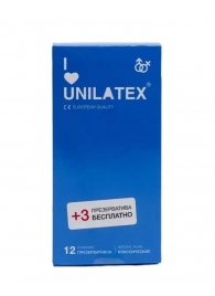 Классические презервативы Unilatex Natural Plain - 12 шт. + 3 шт. в подарок - Unilatex - купить с доставкой в Электростали