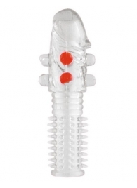 Гелевая прозрачная насадка с шариками и шипами - 14 см. - Toyfa Basic - в Электростали купить с доставкой