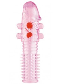 Гелевая розовая насадка с шариками и шипами - 14 см. - ToyFa - в Электростали купить с доставкой