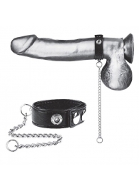 Утяжка на пенис с поводком Snap Cock Ring With 12  Leash - BlueLine - купить с доставкой в Электростали