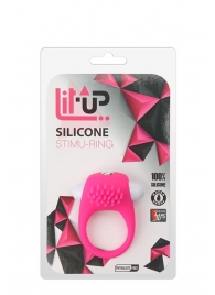 Розовое эрекционное кольцо с щеточкой LIT-UP SILICONE STIMU RING 5 - Dream Toys - в Электростали купить с доставкой