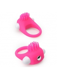 Розовое эрекционное кольцо с щеточкой LIT-UP SILICONE STIMU RING 5 - Dream Toys - в Электростали купить с доставкой