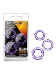 Набор из 3 фиолетовых эрекционных колец Stay Hard Beaded Cockrings - Blush Novelties - в Электростали купить с доставкой