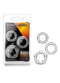 Набор из 3 прозрачных эрекционных колец Stay Hard Beaded Cockrings - Blush Novelties - в Электростали купить с доставкой