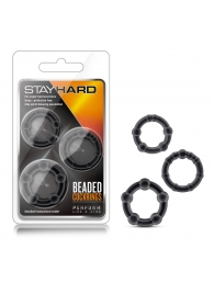 Набор из 3 чёрных эрекционных колец Stay Hard Beaded Cockrings - Blush Novelties - в Электростали купить с доставкой