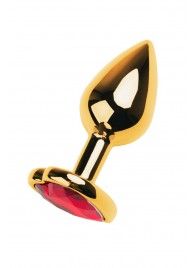 Золотистая анальная пробка с кристаллом-сердцем - 7,5 см. - ToyFa - купить с доставкой в Электростали