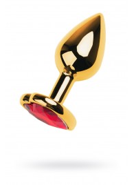 Золотистая анальная пробка с кристаллом-сердцем - 7,5 см. - ToyFa - купить с доставкой в Электростали