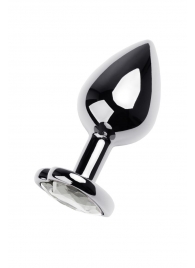 Серебристая анальная пробка с прозрачным кристаллом-сердцем - 8 см. - ToyFa - купить с доставкой в Электростали