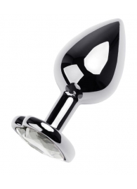 Серебристая анальная пробка с прозрачным кристаллом-сердцем - 8 см. - ToyFa - купить с доставкой в Электростали