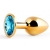 Золотистая анальная пробка с голубым стразом - 7,2 см. - Anal Jewelry Plug - купить с доставкой в Электростали