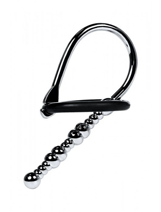 Серебристый уретральный плаг-бусины TOYFA Metal с мягким фиксириющим кольцом - ToyFa - купить с доставкой в Электростали