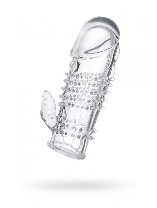 Прозрачная гелевая насадка с шипами и клиторальным отростком - 13 см. - Toyfa Basic - в Электростали купить с доставкой