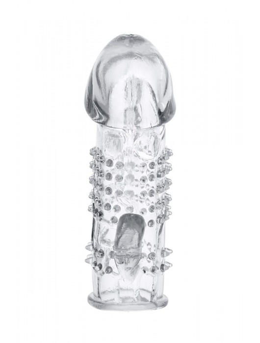 Прозрачная гелевая насадка с шипами и клиторальным отростком - 13 см. - Toyfa Basic - в Электростали купить с доставкой