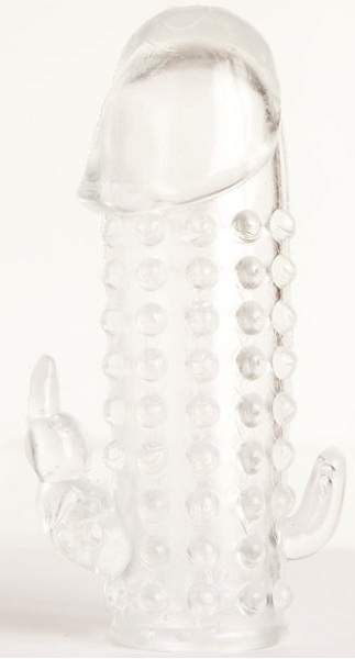 Гелевая прозрачная насадка с 2 отростками - 13 см. - Toyfa Basic - в Электростали купить с доставкой