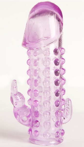 Закрытая фиолетовая насадка с 2 отростками - 13 см. - Toyfa Basic - в Электростали купить с доставкой