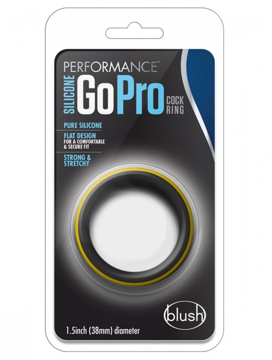 Черно-желтое силиконовое эрекционное кольцо Silicone Go Pro Cock Ring - Blush Novelties - в Электростали купить с доставкой