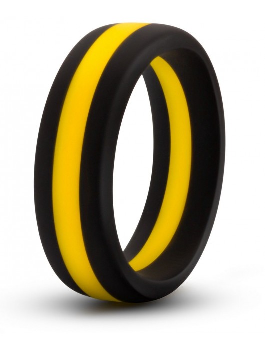Черно-желтое силиконовое эрекционное кольцо Silicone Go Pro Cock Ring - Blush Novelties - в Электростали купить с доставкой