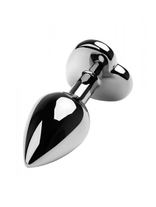 Серебристая коническая анальная пробка с красным кристаллом-сердечком - 7 см. - ToyFa - купить с доставкой в Электростали