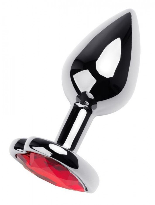 Серебристая коническая анальная пробка с красным кристаллом-сердечком - 7 см. - ToyFa - купить с доставкой в Электростали