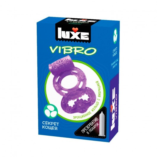 Фиолетовое эрекционное виброкольцо Luxe VIBRO  Секрет Кощея  + презерватив - Luxe - в Электростали купить с доставкой