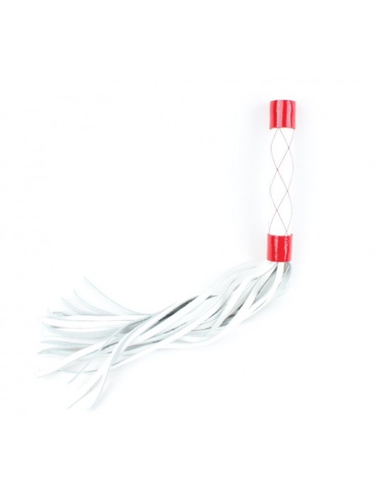 Бело-красная плеть средней длины с ручкой - 44 см. - БДСМ Арсенал - купить с доставкой в Электростали