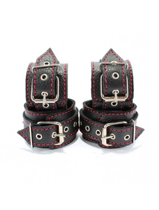 Черный бондажный набор с красной строчкой - БДСМ Арсенал - купить с доставкой в Электростали