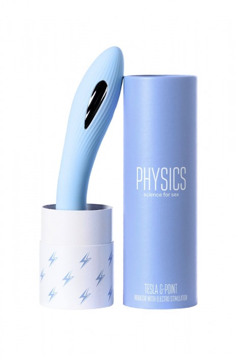Голубой силиконовый вибратор с электростимуляцией TESLA G-POINT - 21 см. - ToyFa - купить с доставкой в Электростали