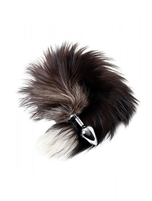 Серебристая металлическая анальная втулка с хвостом чернобурой лисы - размер S - ToyFa - купить с доставкой в Электростали