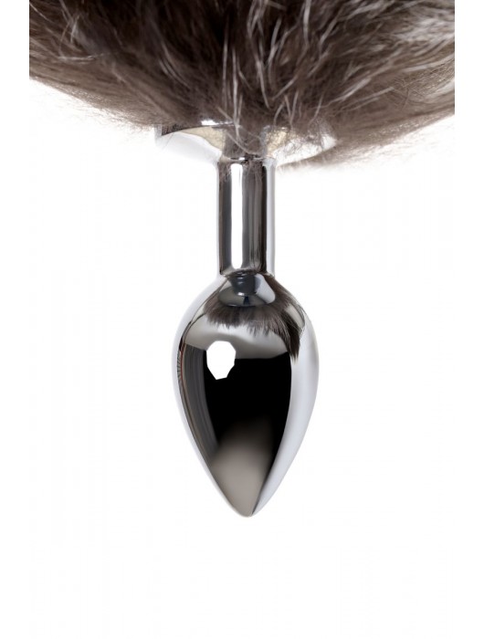 Серебристая металлическая анальная втулка с хвостом чернобурой лисы - размер S - ToyFa - купить с доставкой в Электростали