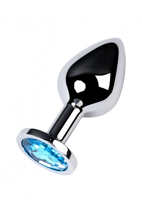 Серебристая конусовидная анальная пробка с голубым кристаллом - 8 см. - ToyFa - купить с доставкой в Электростали