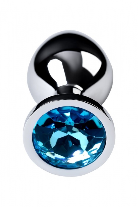 Серебристая конусовидная анальная пробка с голубым кристаллом - 8 см. - ToyFa - купить с доставкой в Электростали
