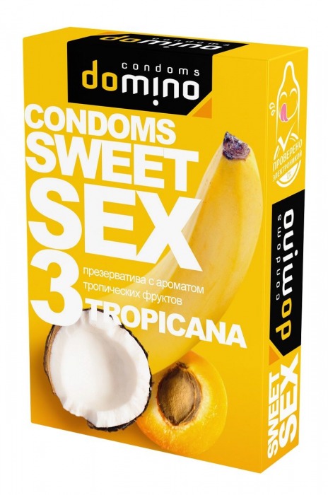 Презервативы для орального секса DOMINO Sweet Sex с ароматом тропических фруктов - 3 шт. - Domino - купить с доставкой в Электростали