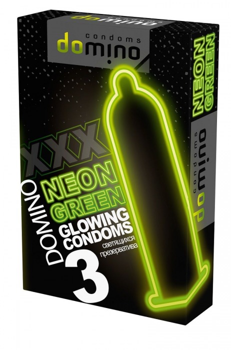 Презервативы DOMINO Neon Green со светящимся в темноте кончиком - 3 шт. - Domino - купить с доставкой в Электростали