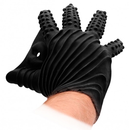 Черная стимулирующая перчатка-мастурбатор Masturbation Glove - Shots Media BV - в Электростали купить с доставкой