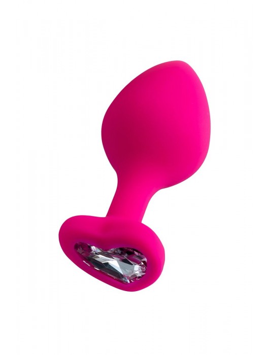 Розовая анальная втулка Diamond Heart с прозрачным кристаллом - 8 см. - ToyFa - купить с доставкой в Электростали