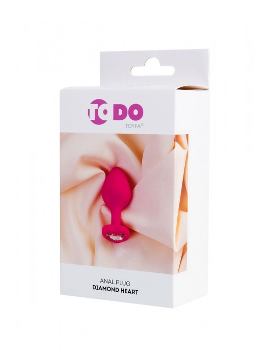 Розовая анальная втулка Diamond Heart с прозрачным кристаллом - 8 см. - ToyFa - купить с доставкой в Электростали