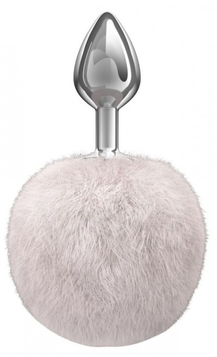 Серебристая анальная пробка с белым пушистым хвостиком Twinkle - Lola Games - купить с доставкой в Электростали