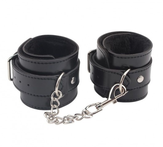 Черные оковы на ноги Obey Me Leather Ankle Cuffs - Chisa - купить с доставкой в Электростали